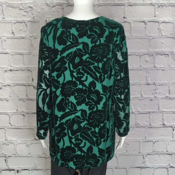 Silk Lore by Beth Terrell Green Velour/Silk Tunic, Women's Small - Picture 5 of 12